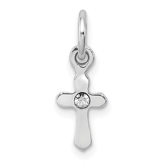 Sterling Silver Childs Synthetic Preciosca Crystal Apr Cross Pendant