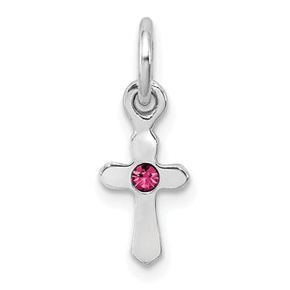 Sterling Silver Childs Synthetic Preciosca Crystal Oct Cross Pendant