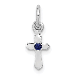 Sterling Silver Childs Synthetic Preciosca Crystal Sept Cross Pendant