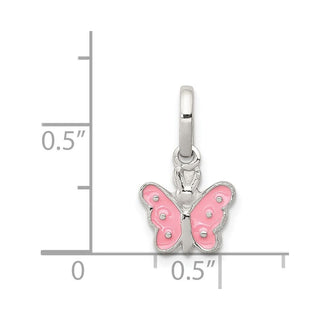 Rhodium-Plated Sterling Silver Childs Enameled Butterfly Pendant