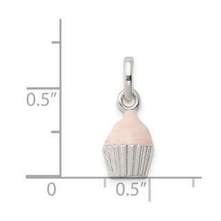 Sterling Silver Children's Pink Enameled Cupcake Pendant