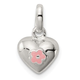 Sterling Silver Pink Enamel Kid's Heart Pendant