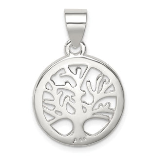 Sterling Silver Polished Round Tree Pendant QP4319