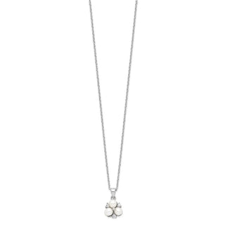 17" Sterling Silver Rhodium-plated 5-6mm White Freshwater Cultured 3-Pearl CZ Necklace