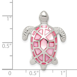 Sterling Silver Pink Mother of Pearl Turtle Slide Pendant