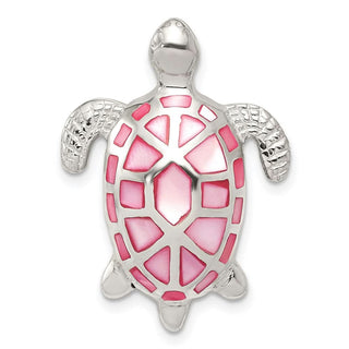 Sterling Silver Pink Mother of Pearl Turtle Slide Pendant