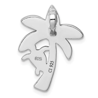 Sterling Silver Blue Inlay Lab-Created Opal Palm Tree Slide