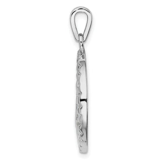 Sterling Silver Rhodium-Plated Blue Lab-Created Opal Palm Tree Ocean Pendant