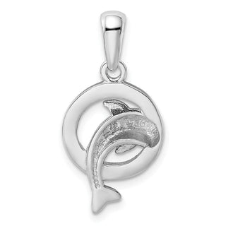 Sterling Silver Rhodium-Plated Blue Inlay Lab-Created Opal Dolphin Pendant