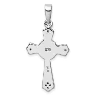 925 Sterling Rhodium-Plated Cubic Zirconia & Lab-Created Opal Cross Pendant
