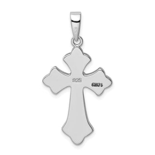925 Sterling Silver Rhodium-Plated Blue Inlay Lab-Created Opal Cross Pendant