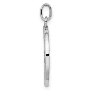 Rhodium-Plated Sterling Silver Polished Bird and Flowers Pendant
