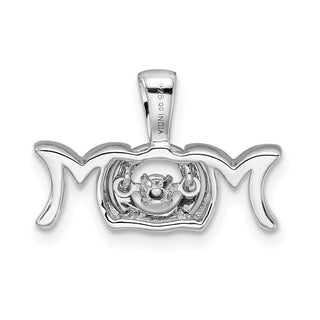 Sterling Silver Rhodium-Plated Diamond Mom Pendant