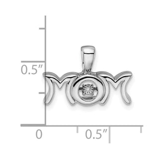 Sterling Silver Rhodium-Plated Diamond Mom Pendant