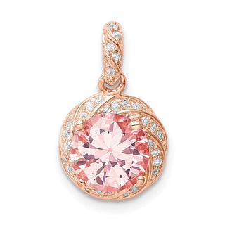 Sterling Silver Rose-tone Crystal Pendant