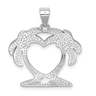 Sterling Silver Rhodium-Plated Lab-Created Blue Opal Palm Trees Pendant
