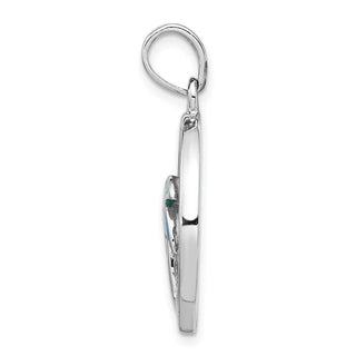Sterling Silver Rhodium-plated Mother of Pearl /Created Opal Palm Tree Pendant