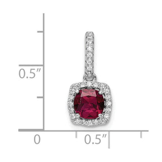 Sterling Silver Rhodium-plated Created Corundum and White CZ Pendant