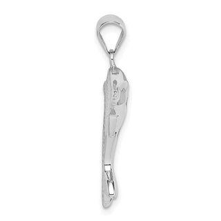 Sterling Silver Rhodium-Plated Lab-Created Blue Opal Dolphin Pendant