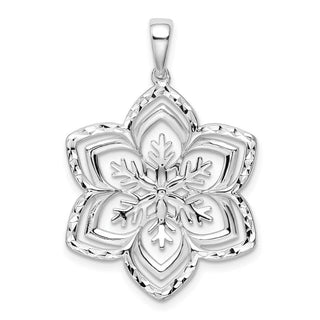Sterling Silver Diamond-cut Snow Flake Pendant