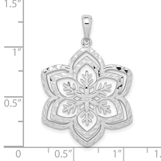 Sterling Silver Diamond-cut Snow Flake Pendant
