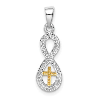 Sterling Silver & Gold tone Cross Infinity Pendant