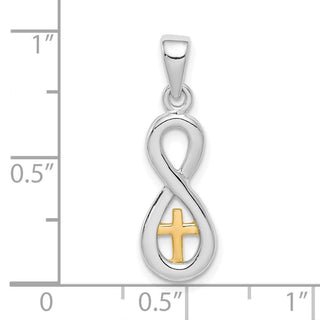 Sterling Silver & Gold tone Cross Infinity Pendant