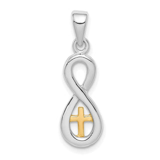 Sterling Silver & Gold tone Cross Infinity Pendant