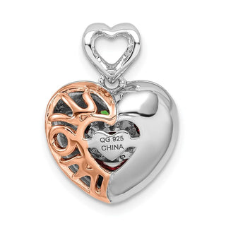 Sterling Silver Rhodium-plated & Pink Mom is #1 Vibrant Red CZ Pendant