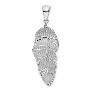 Sterling Silver Rhodium-plated Polished & Diamond-cut Leaf Pendant QP5442