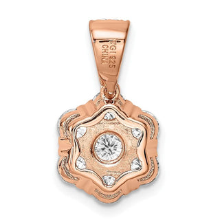 Pink Sterling Silver Polished CZ Flower Pendant