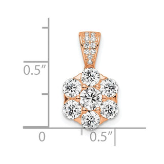 Pink Sterling Silver Polished CZ Flower Pendant