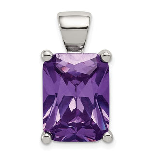 Sterling Silver Purple CZ Pendant QP685