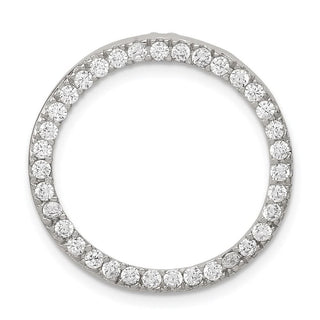 Sterling Silver Rhodium-plated CZ Round Pendant QP771