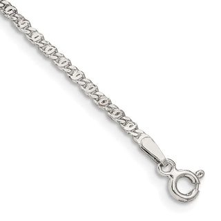 10" Sterling Silver 2mm Fancy Anchor Pendant Chain Anklet