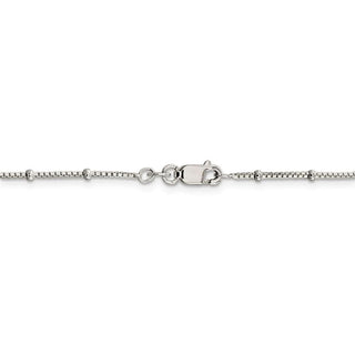 16" Sterling Silver 1.25mm Fancy Beaded Box Chain Necklace