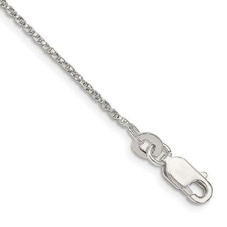 9" Sterling Silver 1.25mm Twisted Box Chain Anklet