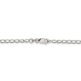 9" Sterling Silver 3mm Half Round Wire Open Curb Chain Anklet