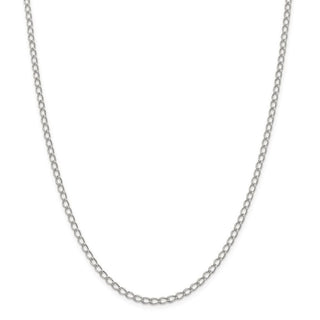 16" Sterling Silver 3mm Half Round Wire Open Curb Chain Necklace