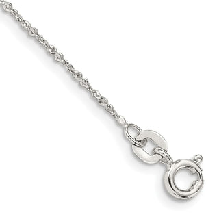 9" Sterling Silver 1mm Twisted Serpentine Chain Bracelet