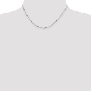 16" Sterling Silver 1.3mm Fancy Beaded Chain Necklace