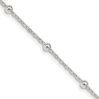 24" Sterling Silver 1.3mm Fancy Beaded Chain Necklace