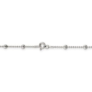 24" Sterling Silver 1.15mm Diamond-cut Fancy Beaded Chain Necklace