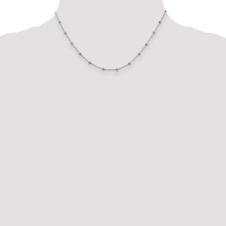 16" Sterling Silver 1.15mm Diamond-cut Fancy Beaded Chain Necklace