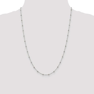24" Sterling Silver 1.15mm Diamond-cut Fancy Beaded Chain Necklace