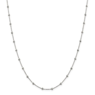18" Sterling Silver 1.15mm Diamond-cut Fancy Beaded Chain Necklace