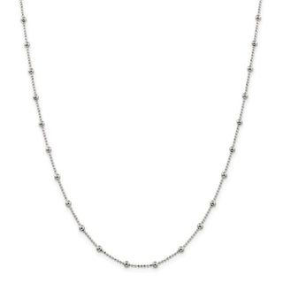 20" Sterling Silver 1.15mm Diamond-cut Fancy Beaded Chain Necklace