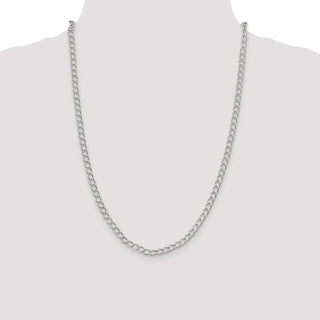 24" Sterling Silver 4.5mm Half round Wire Open Curb Chain Necklace