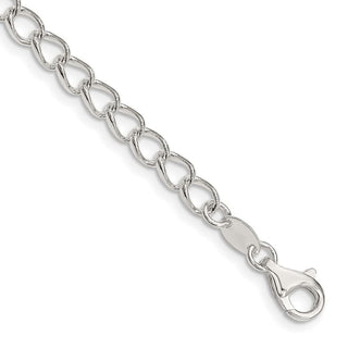 7" Sterling Silver 4.5mm Half round Wire Open Curb Chain Bracelet