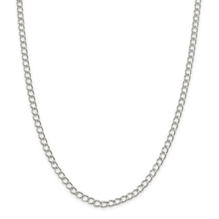 24" Sterling Silver 4.5mm Half round Wire Open Curb Chain Necklace